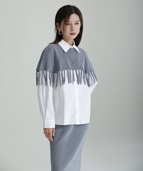 Fringe Knit Cape & Skirt Co-ord